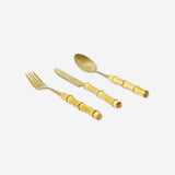 Gold cutlery set with bamboo handles - 3 pcs Kitchen Flying Tiger Copenhagen 