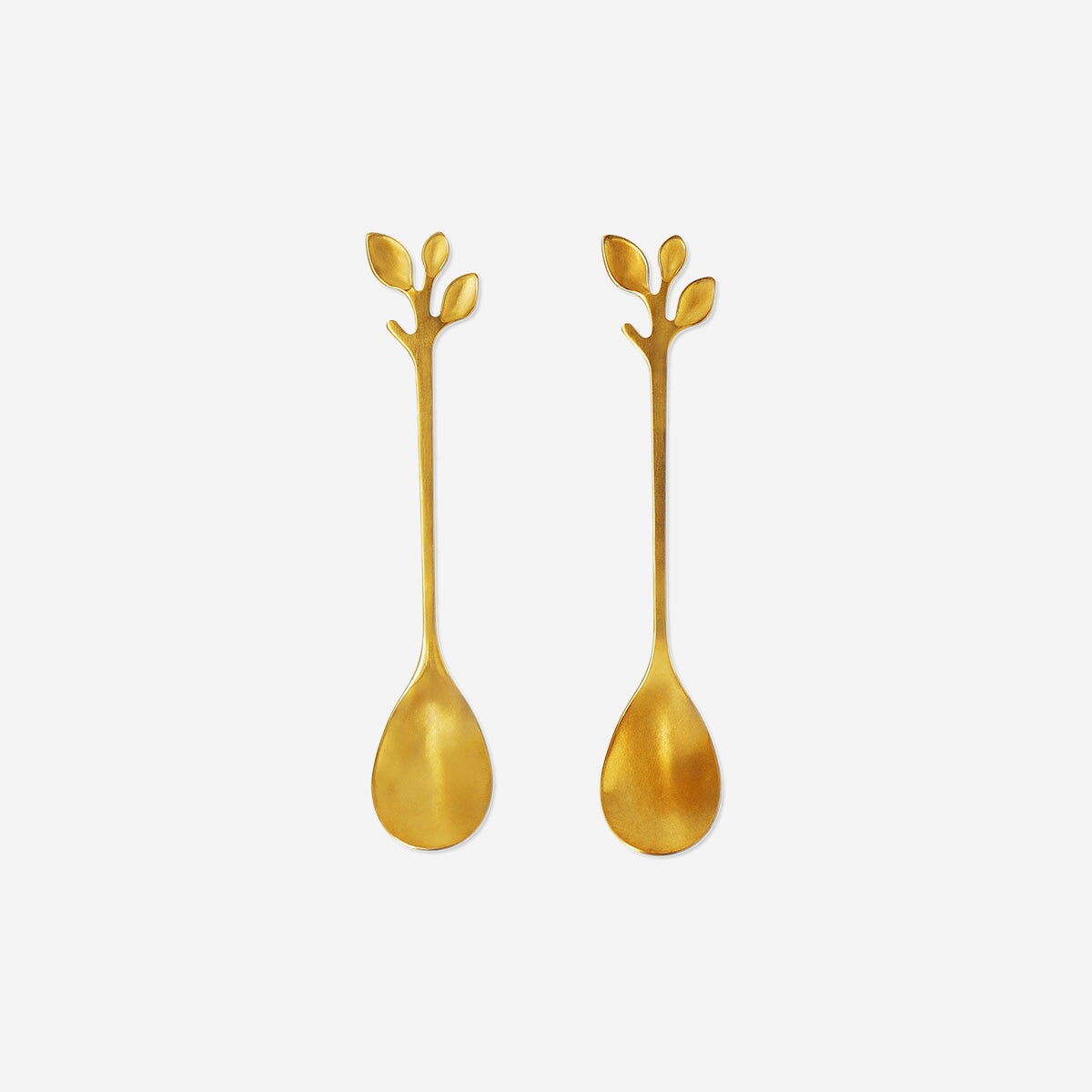 Gold dessert spoons with leaves - 2 pcs Kitchen Flying Tiger Copenhagen 