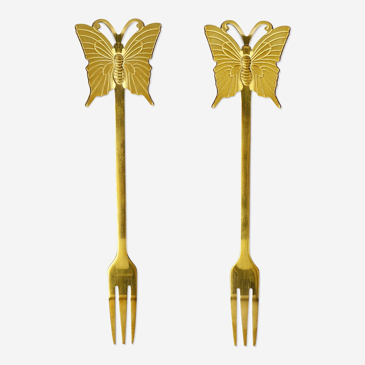 Gold snack forks with butterflies - 2 pcs Kitchen Flying Tiger Copenhagen 