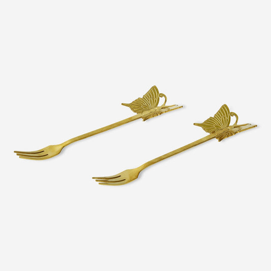 Forchette da snack dorate con farfalle - 2 pz