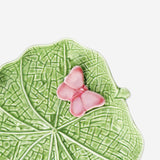 Plato de hoja verde con mariposa - 20 cm