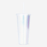Iridescent cup with lid and straw Kitchen Flying Tiger Copenhagen 