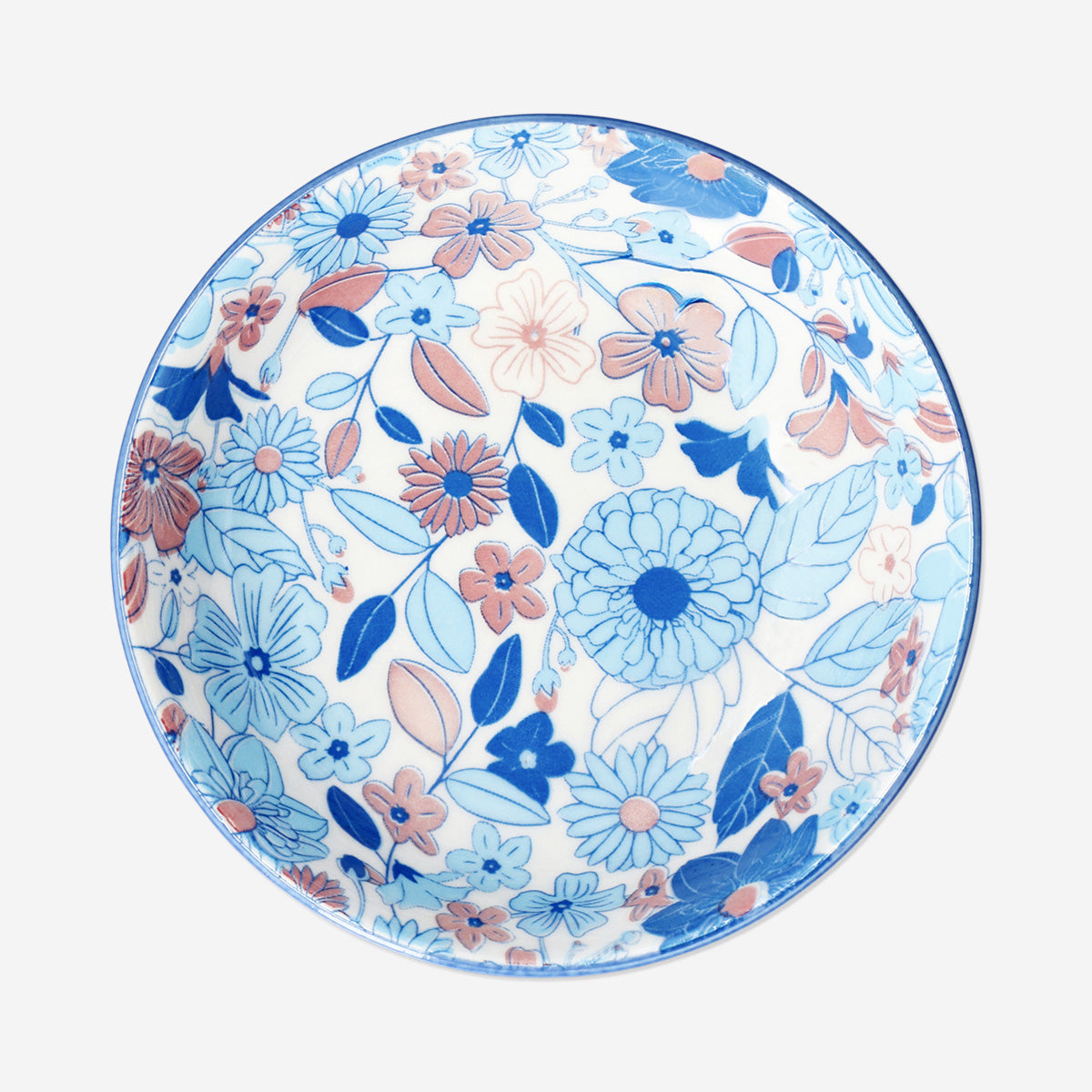 Låg blommig skål - 14 cm