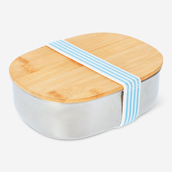 Metal Lunchbox with Bamboo Lid – Stylish & Dishwasher Safe