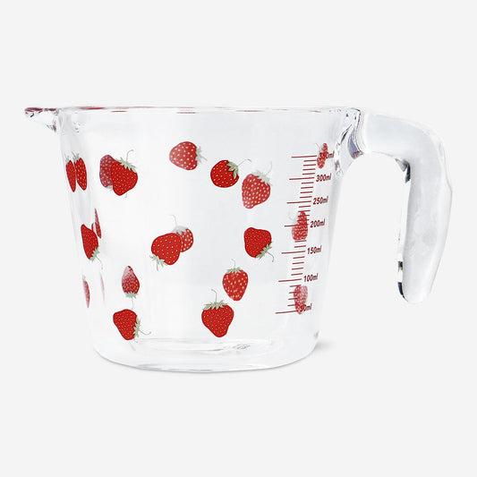Measuring cup with strawberry print