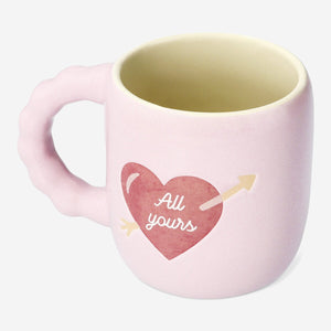 Flying Tiger Copenhagen 350 ml ceramic mug with embossed heart design for kitchen use, featuring a stylish and cozy appearance.