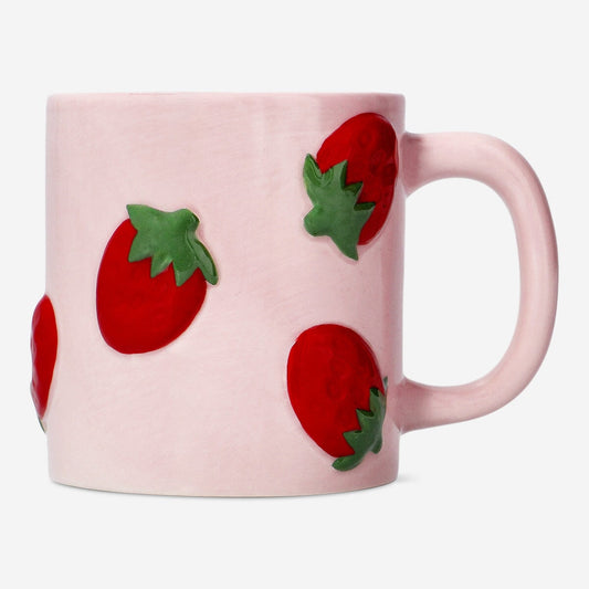 Becher mit geprägten Erdbeeren - 400 ml