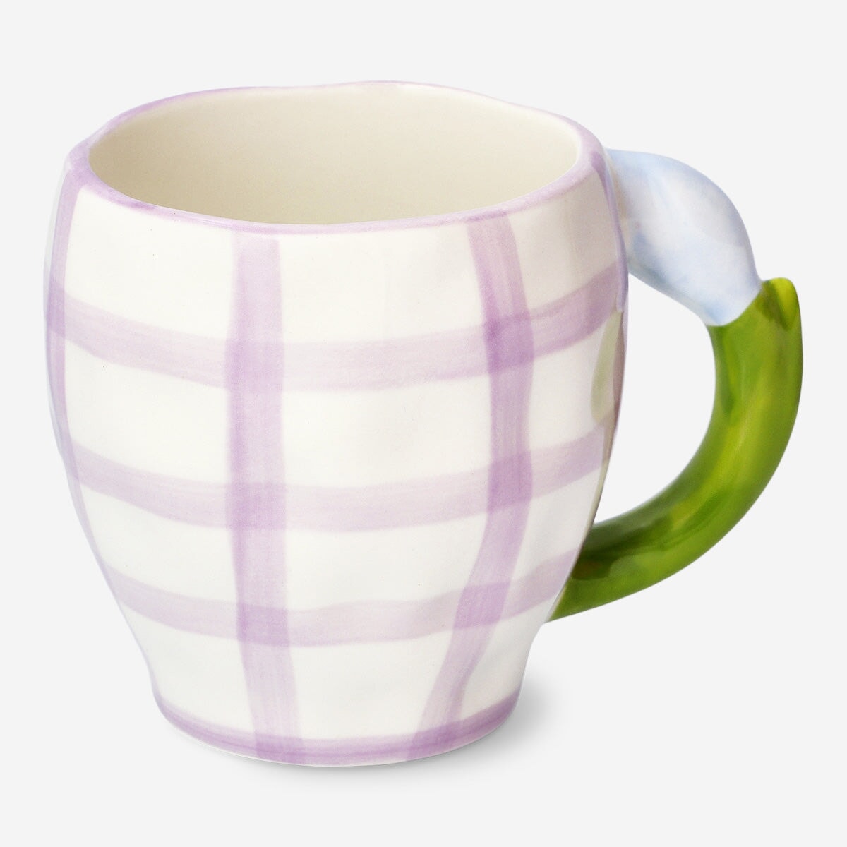 Mug with flower handle and checks - 450 ml Kitchen Flying Tiger Copenhagen 