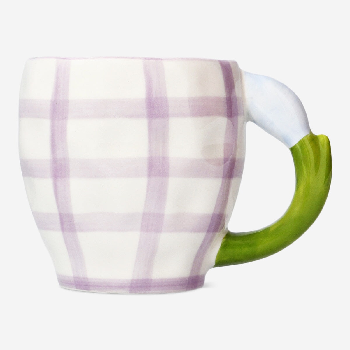 Mug with flower handle and checks - 450 ml Kitchen Flying Tiger Copenhagen 