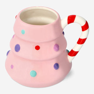 Pink Christmas tree mug from Flying Tiger Copenhagen, 440 ml kitchen cup with festive holiday design and holiday-themed artwork.