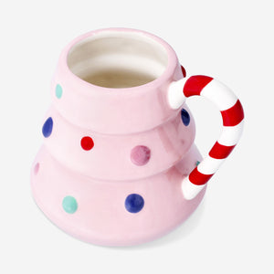 Pink Christmas tree mug from Flying Tiger Copenhagen, 440 ml, with festive holiday design, perfect for hot drinks during the season.