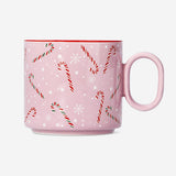Pink ceramic mug with candy cane design, 300 ml, from Flying Tiger Copenhagen, perfect for festive beverages.