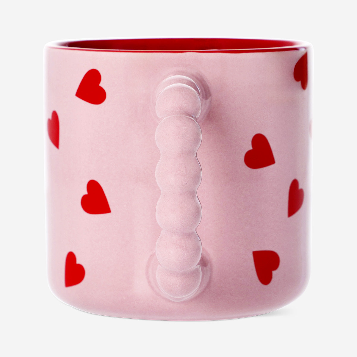 Pink mug with red hearts - 350 ml