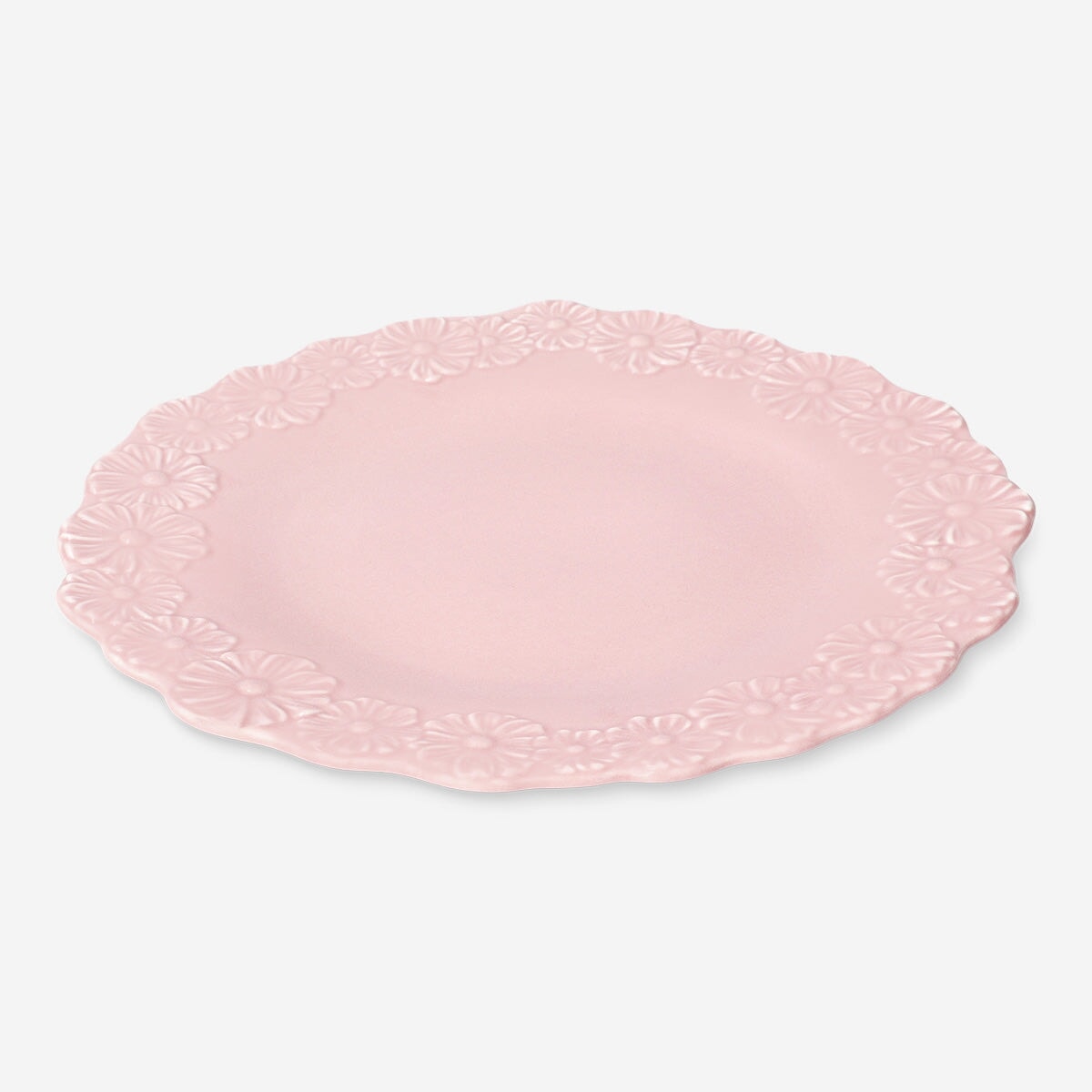 Pink plate with embossed flowers Kitchen Flying Tiger Copenhagen 