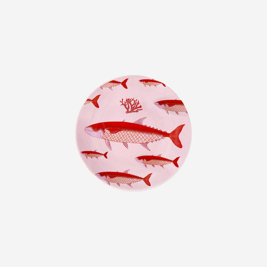 Plate with pink fish print - 20 cm