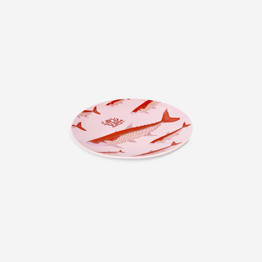 Plate with pink fish print - 20 cm