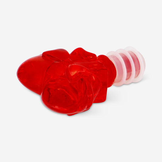 Red heart with bow wine stopper
