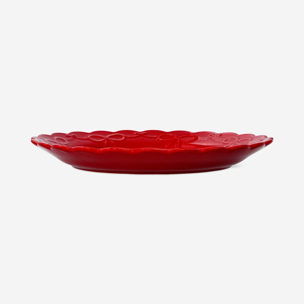 Red plate with embossed bow - 24 cm Kitchen Flying Tiger Copenhagen 