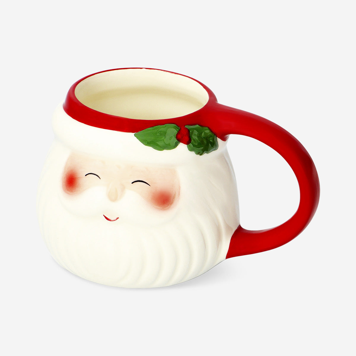 Flying Tiger Copenhagen Santa face mug, 380 ml, ceramic kitchen cup with festive Santa design and handle.