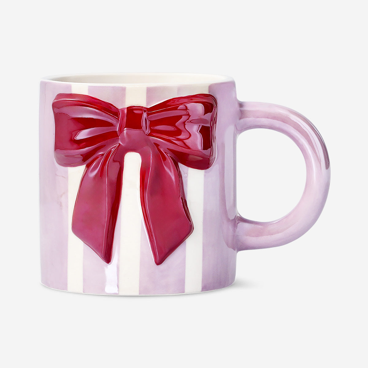 Striped mug with embossed bow - 320 ml - Flying Tiger Copenhagen