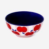 Stripy ceramic bowl with apples design from Flying Tiger Copenhagen, 14 cm kitchenware perfect for serving or display.