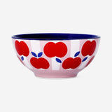 Stripy ceramic bowl with apples, 14 cm in diameter, designed for kitchen use by Flying Tiger Copenhagen.