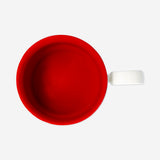 Stripy ceramic mug with red interior, 300 ml capacity, from Flying Tiger Copenhagen, perfect for hot beverages in the kitchen.
