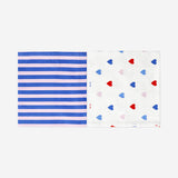 Tea towels with hearts and stripes - 2 pcs