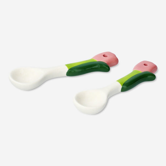 Tulip shaped ceramic spoons - 2 pcs