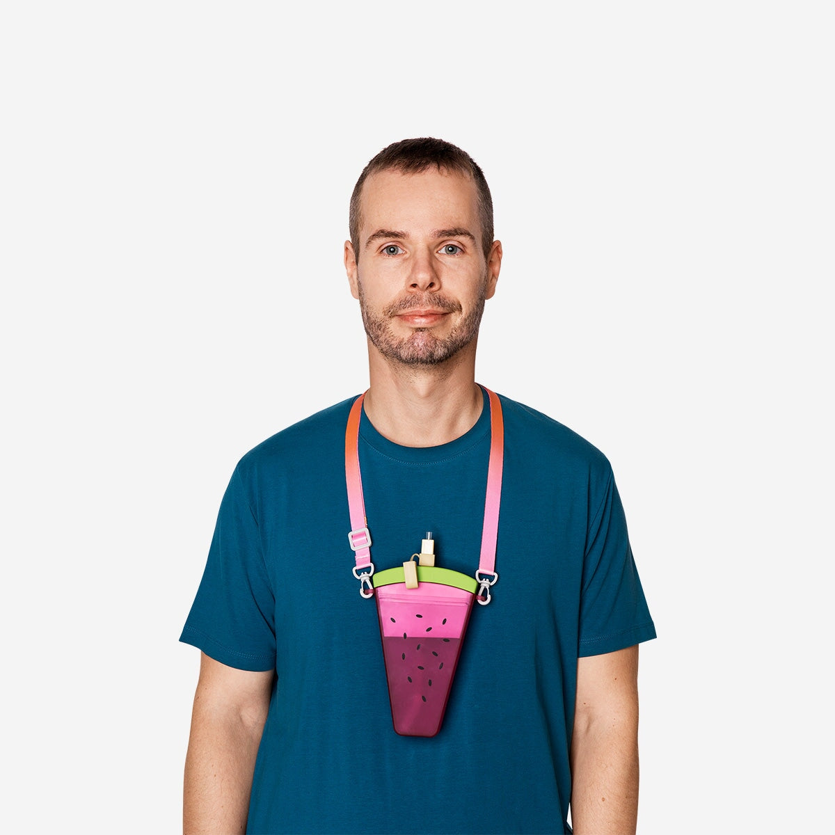 Watermelon shaped drinking bottle with carrying strap - 300 ml Kitchen Flying Tiger Copenhagen 