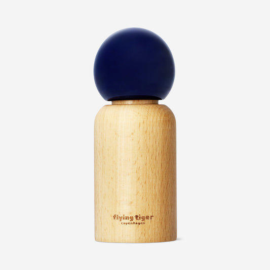 Wooden salt and pepper mill with blue ceramic top - 13 cm
