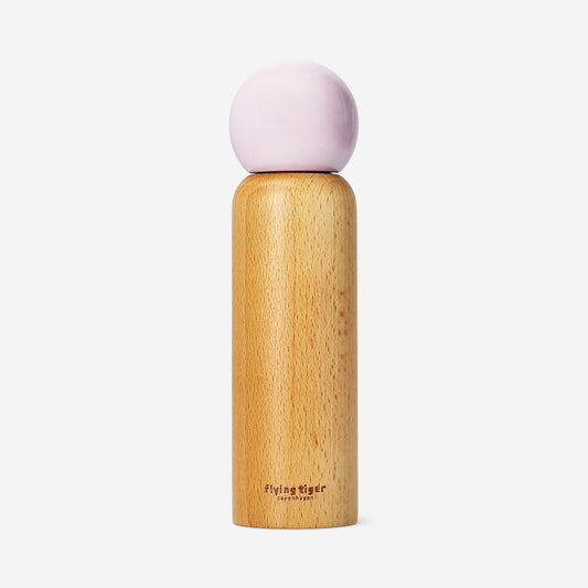 Wooden salt and pepper mill with pink ceramic top - 20 cm