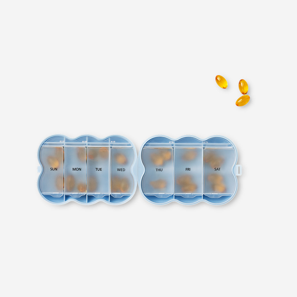 Blue bubble pill organiser