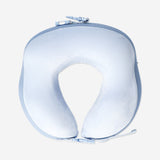 Blue travel neck pillow with clasp