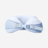 Blue travel neck pillow with clasp