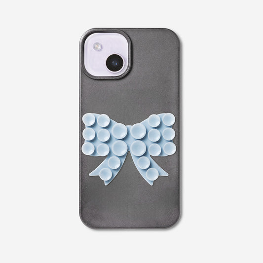 Blue bow smartphone holder with suction pads