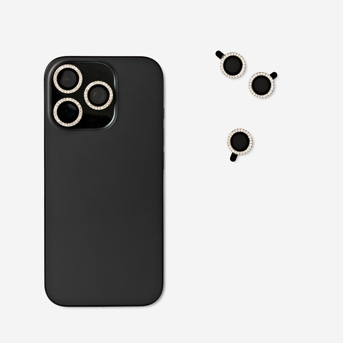 Rhinestone phone camera lens decorations - 3 pcs