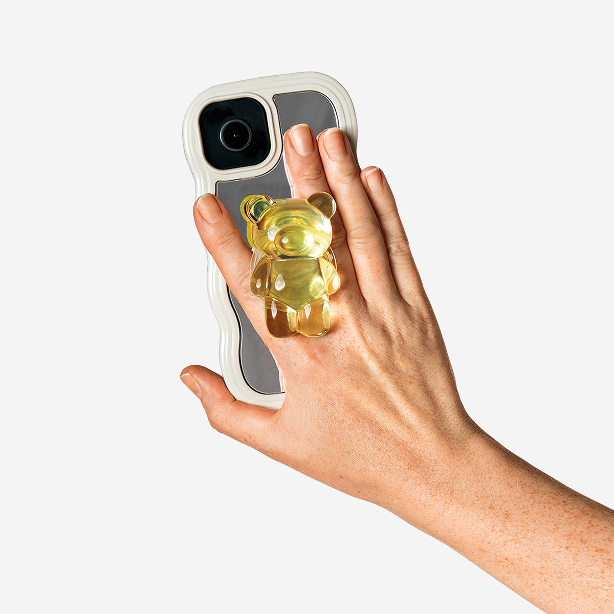 Yellow gummy bear smartphone grip