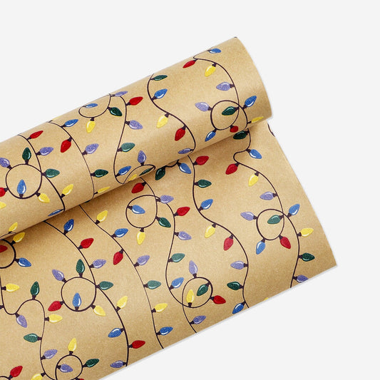 1000 cm ambachtelijk inpakpapier - Lampsnoer motief