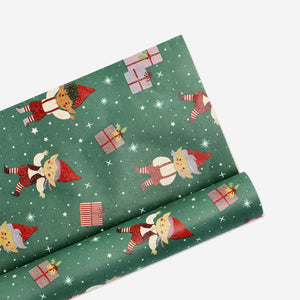 Flying Tiger Copenhagen craft wrapping paper with elf print, 400 cm long, ideal for office gift wrapping and holiday decorations.
