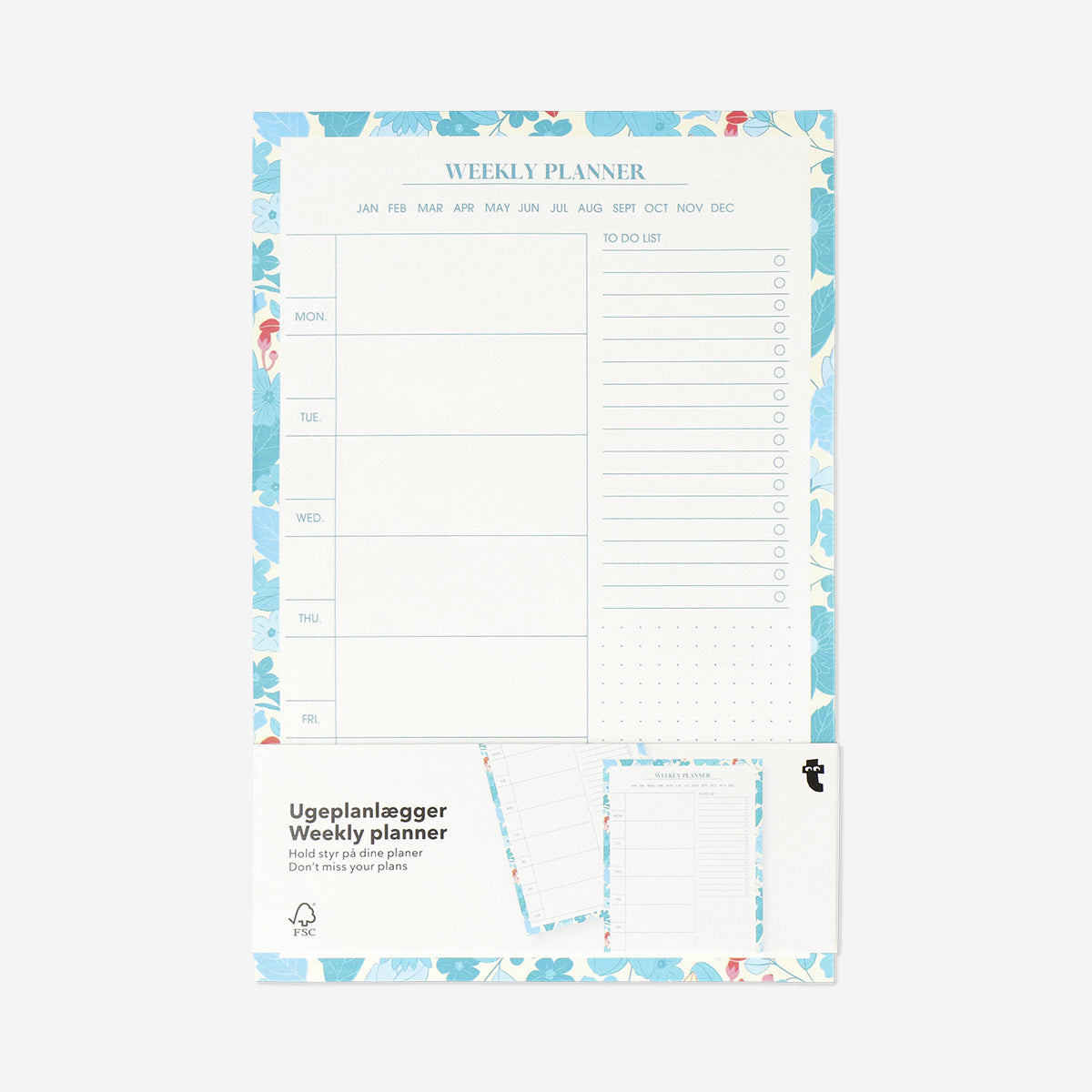 A5 blue weekly planner pad