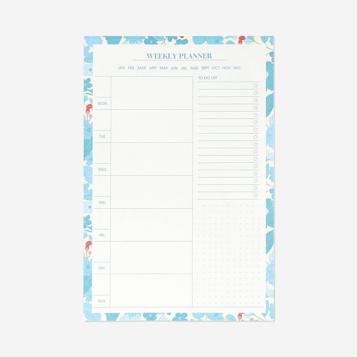 A5 blue weekly planner pad