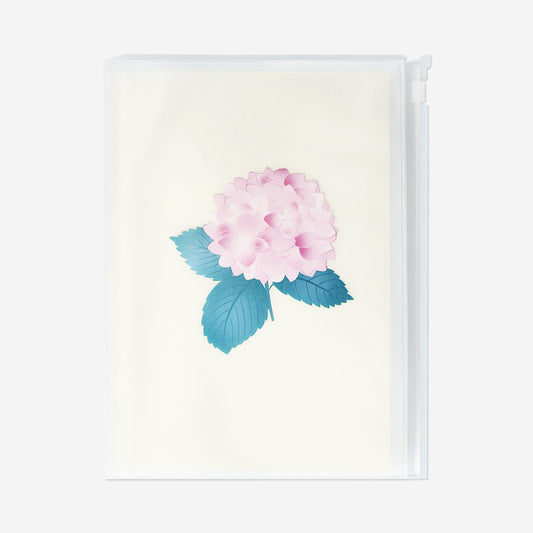 Libreta A5 de hortensias con bolsillo con cremallera