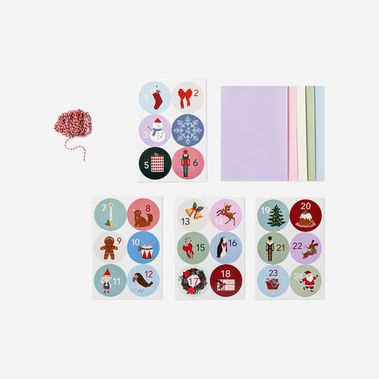 Advent gift bags with number stickers - 24 pcs