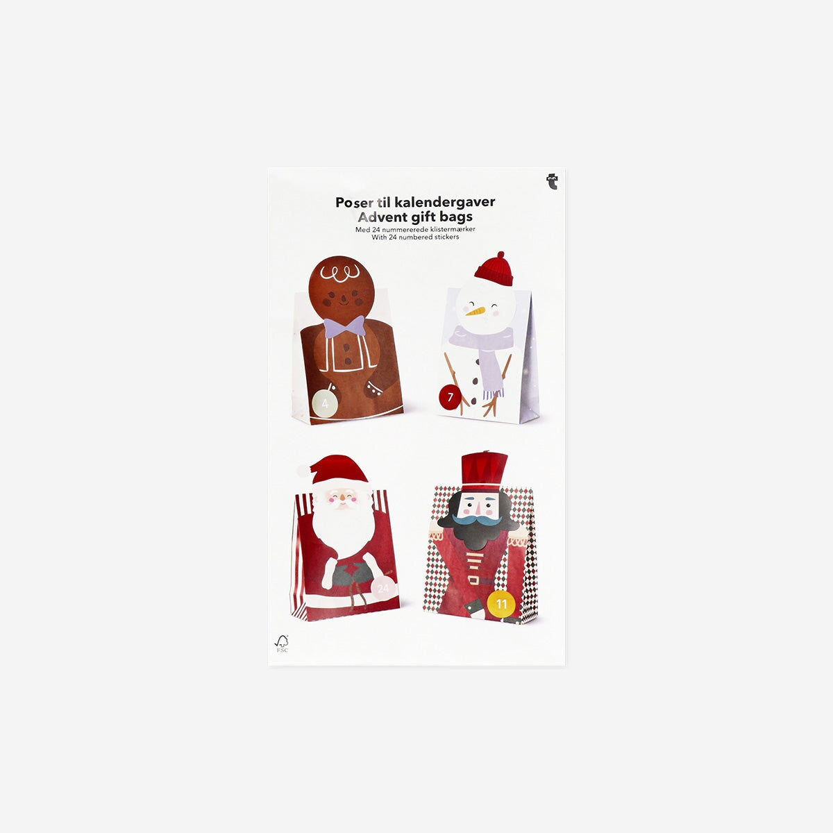 Advent gift bags with numbers and Christmas characters - 24 pcs Office Flying Tiger Copenhagen 