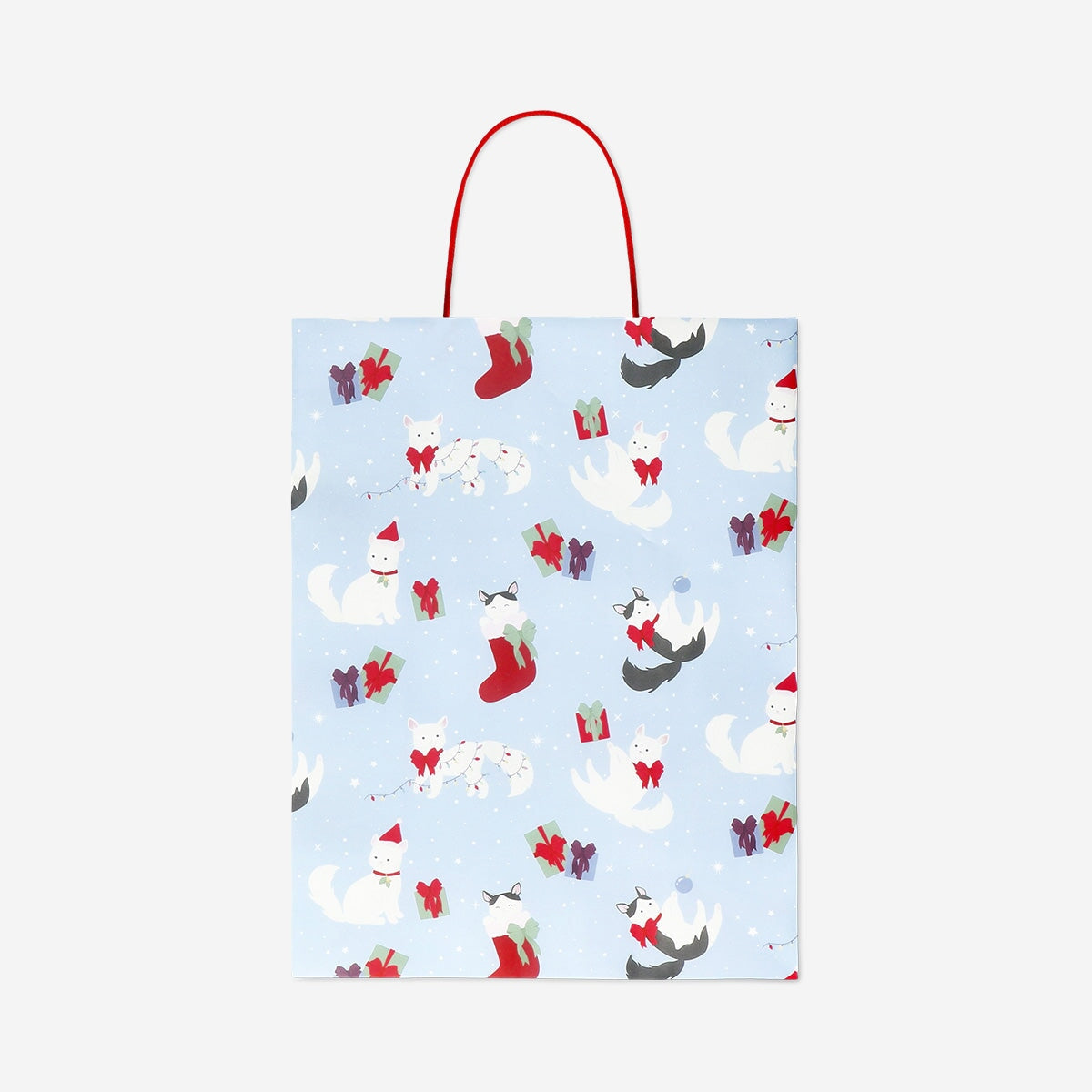 Office bag with Christmas cats by Flying Tiger Copenhagen, featuring festive feline designs on durable fabric.