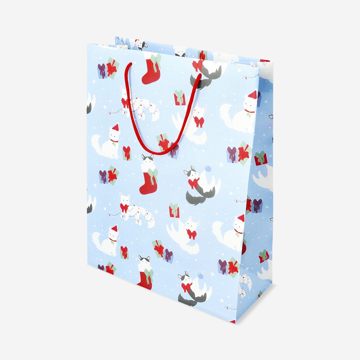 Office bag with Christmas cats from Flying Tiger Copenhagen featuring festive feline illustrations and a durable carrying design.