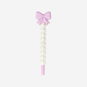 Black ink ballpoint pen with a bow and pearl accents from Flying Tiger Copenhagen, designed for office use.