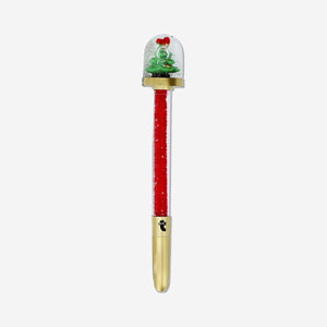 Black ink ballpoint pen with Christmas tree inside a snowglobe, designed for office use by Flying Tiger Copenhagen.