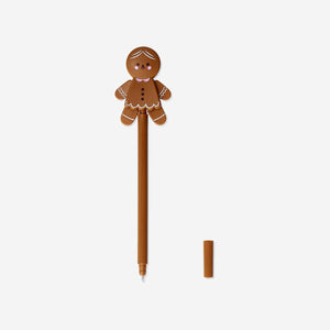 Black ink ballpoint pen featuring a gingerbread man design from Flying Tiger Copenhagen for office use.